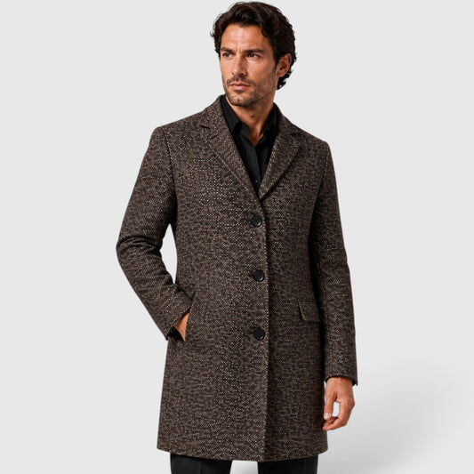 Men's Stylish Wool Single-Breasted Tailored Long Coat