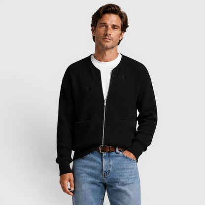 Men's Casual Knit Zip-Up Cardigan