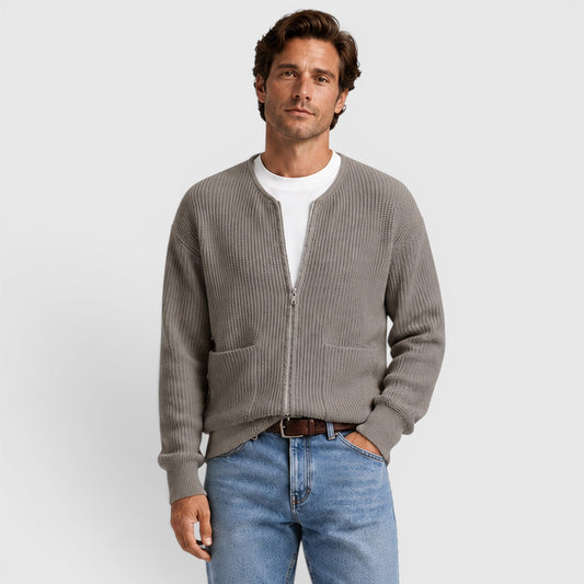 Men's Casual Knit Zip-Up Cardigan