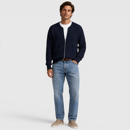 Men's Casual Knit Zip-Up Cardigan