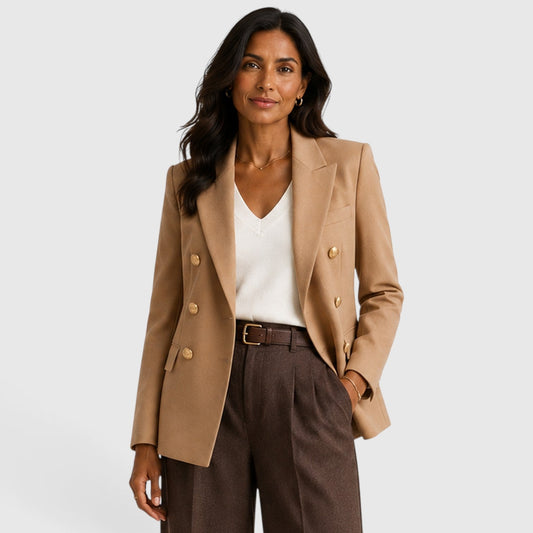 Women's Stylish Double-Breasted Tailored Blazer Jacket