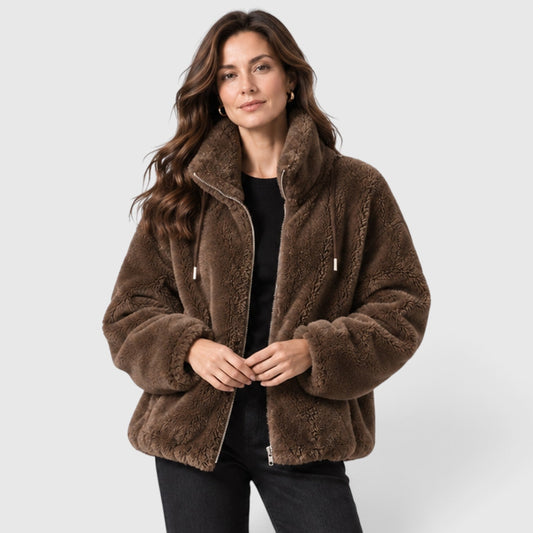 Women's Casual Fleece Stand Collar Full Zip Jacket