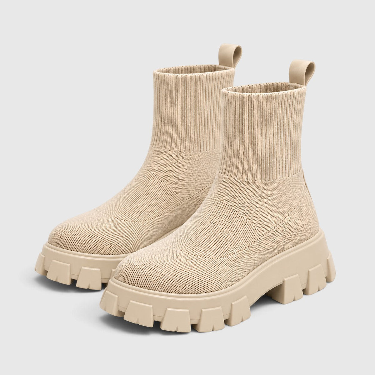 Women's Stylish Knitted Chunky Sole Ankle Boots