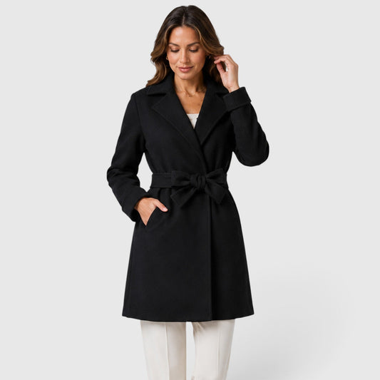 Women's Elegant Slim Fit Belted Lapel Jacket