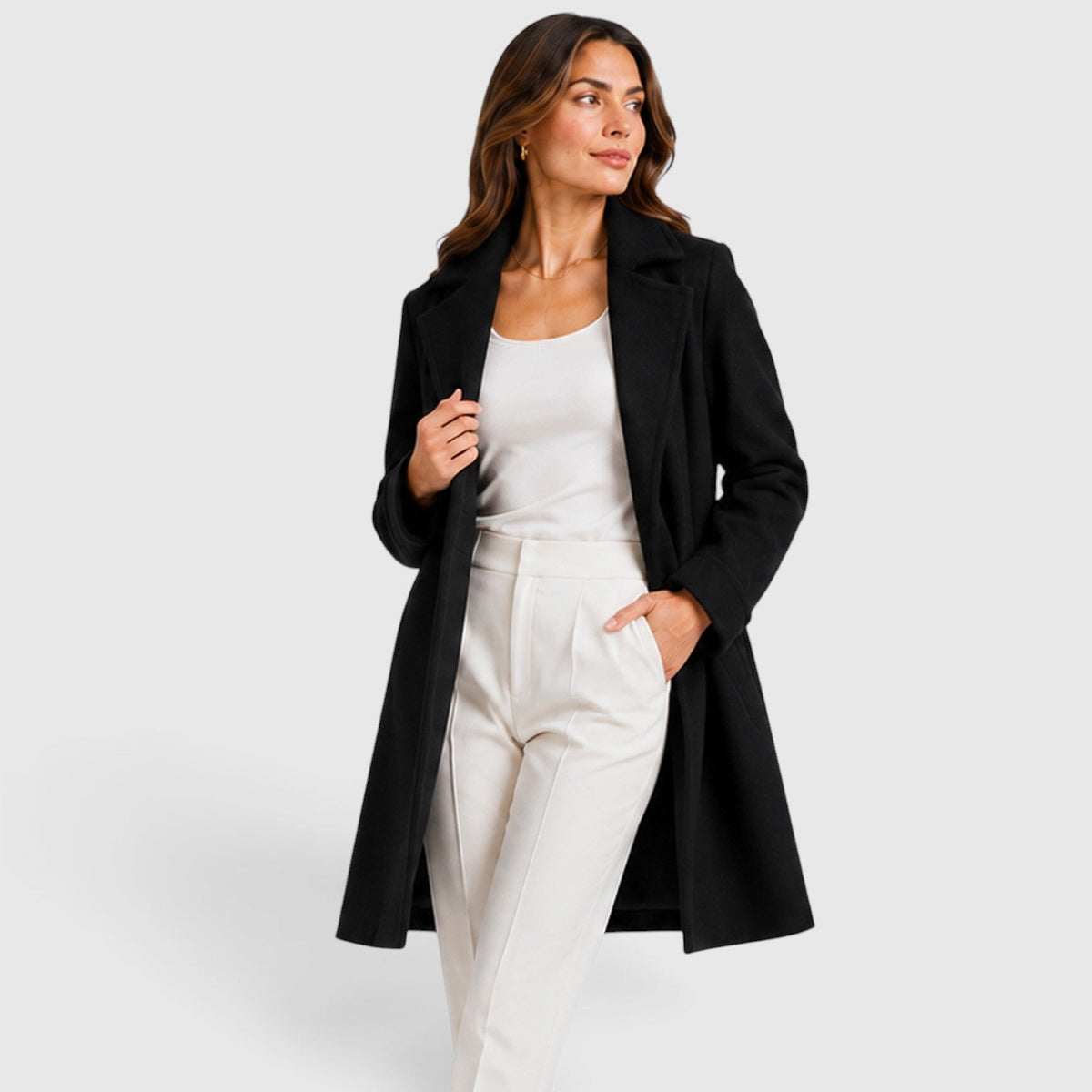 Women's Elegant Slim Fit Belted Lapel Jacket