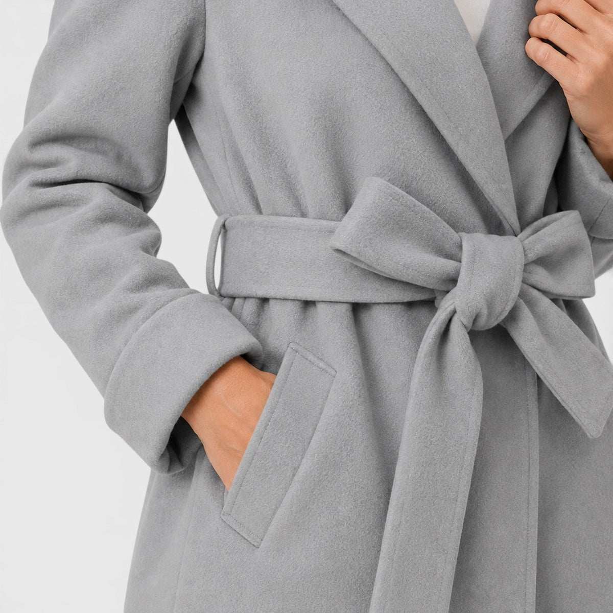Women's Elegant Slim Fit Belted Lapel Jacket