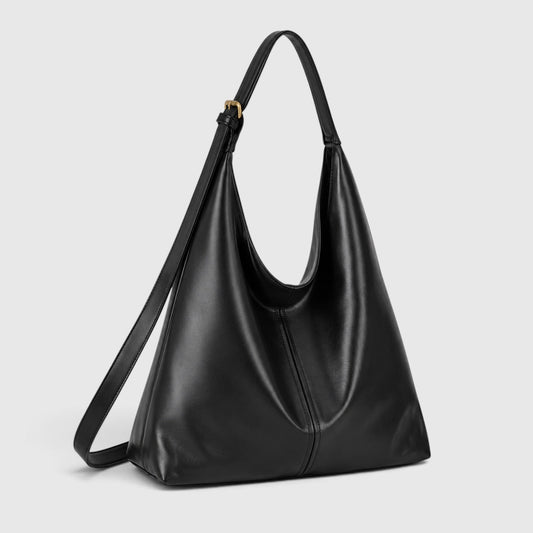 Women's Minimalist Leather Slouchy Hobo Shoulder Bag
