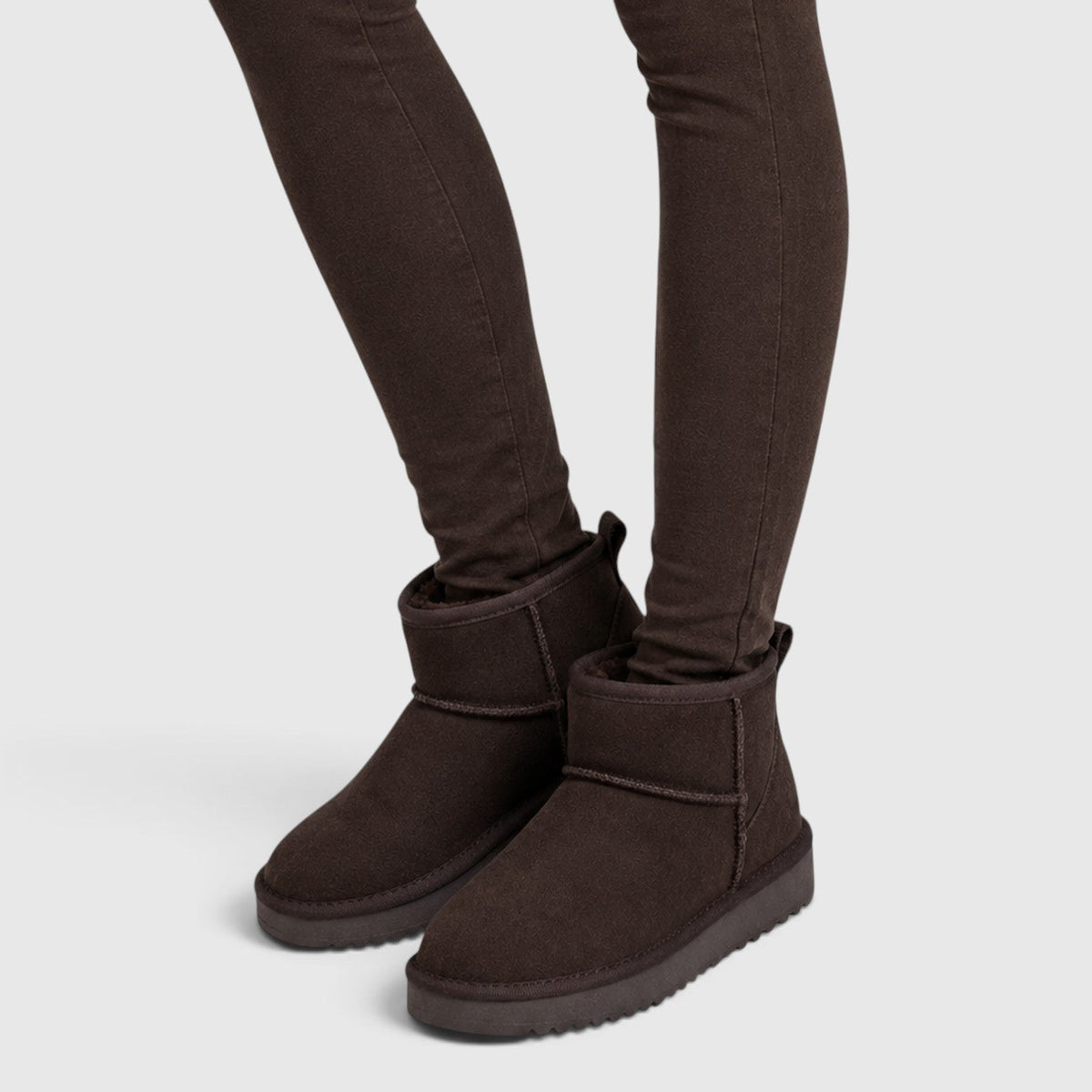 Women's Stylish Suede Shearling-Lined Slip-On Ankle Boots