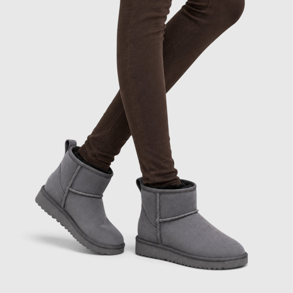 Women's Stylish Suede Shearling-Lined Slip-On Ankle Boots