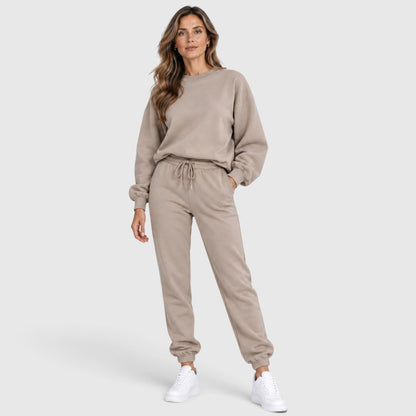 Women's Casual Cotton Blend Two-Piece Sweatshirt and Drawstring Pants