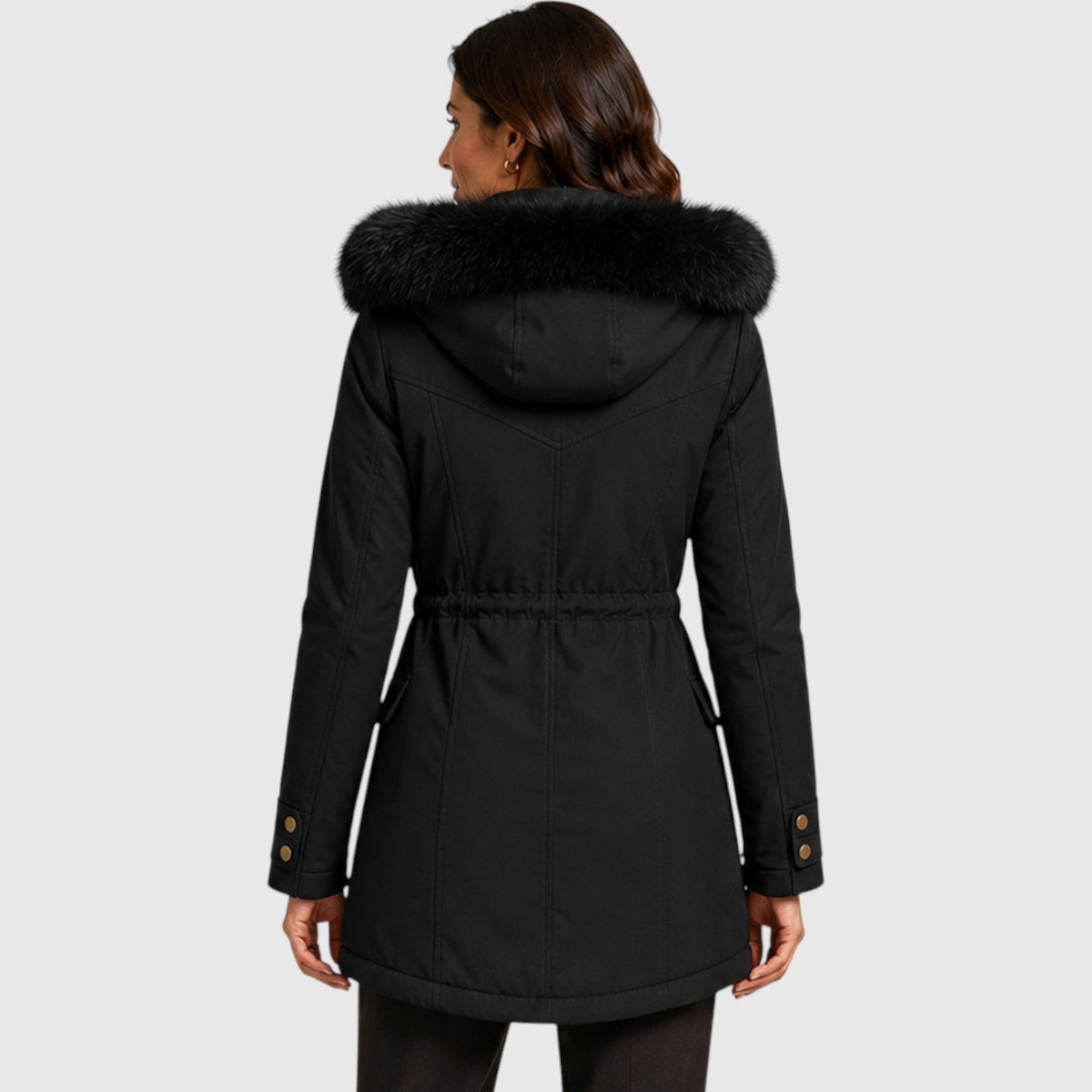 Women's Warm Hooded Zip Front Jacket with Pockets