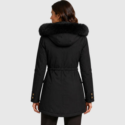 Women's Warm Hooded Zip Front Jacket with Pockets