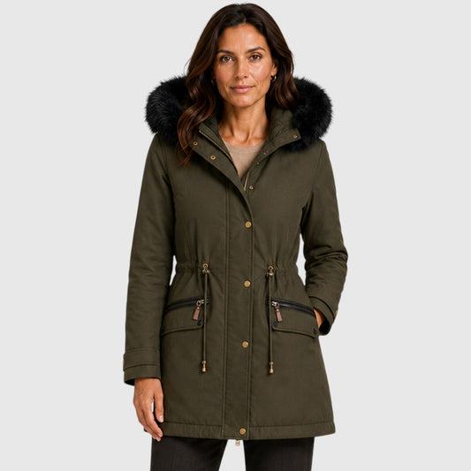 Women's Warm Hooded Zip Front Jacket with Pockets