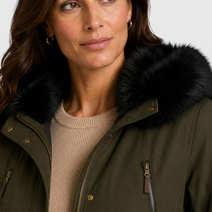 Women's Warm Hooded Zip Front Jacket with Pockets