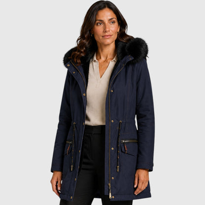 Women's Warm Hooded Zip Front Jacket with Pockets