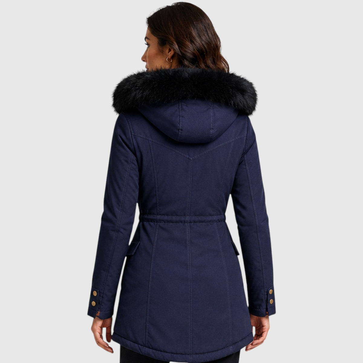 Women's Warm Hooded Zip Front Jacket with Pockets