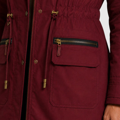 Women's Warm Hooded Zip Front Jacket with Pockets