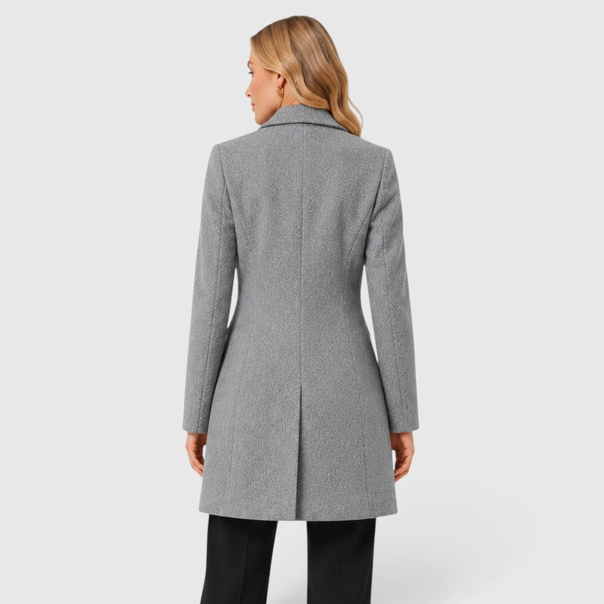 Women's Classic Wool Blend Tailored Fit Winter Coat with Lapel