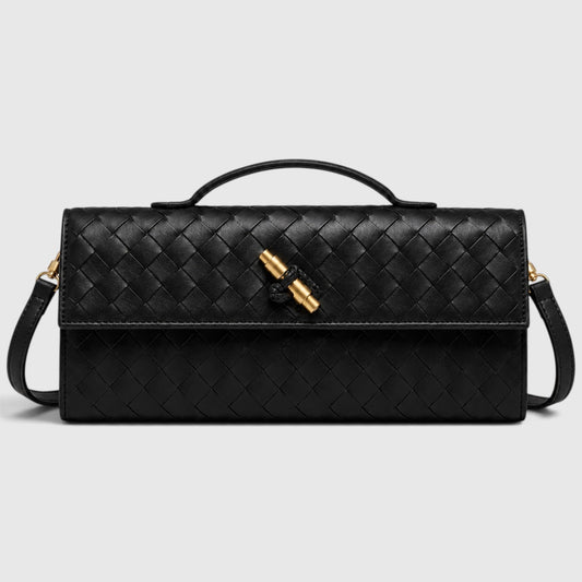 Women's Stylish Leather Woven Clutch Evening Handbag