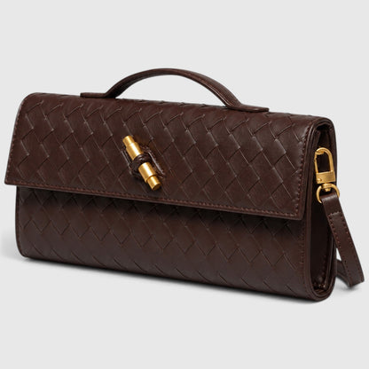 Women's Stylish Leather Woven Clutch Evening Handbag