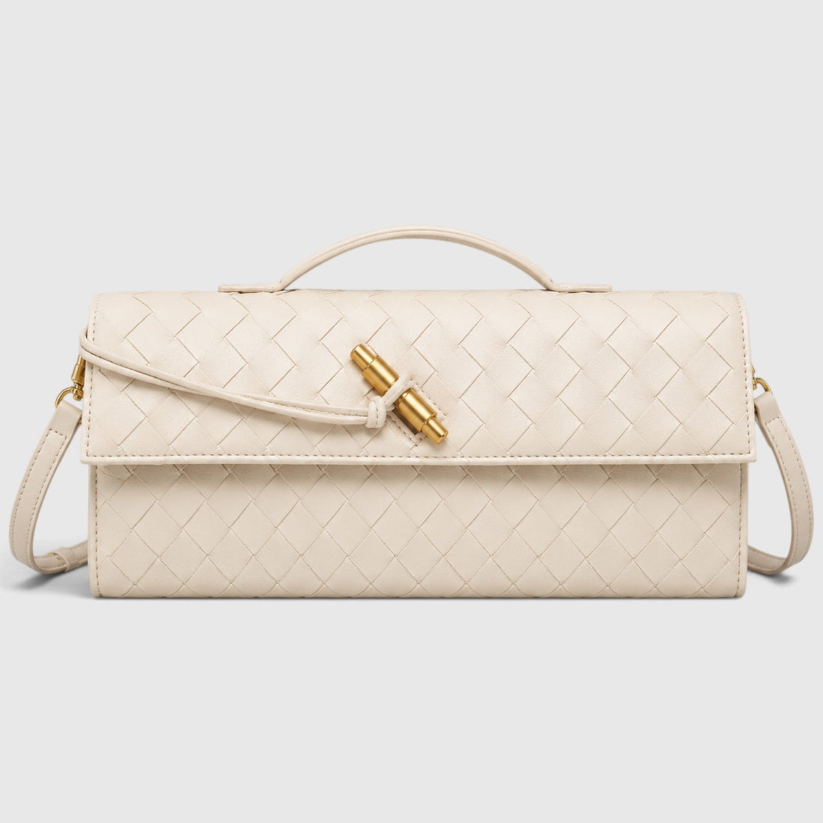 Women's Stylish Leather Woven Clutch Evening Handbag