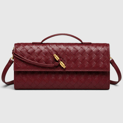Women's Stylish Leather Woven Clutch Evening Handbag