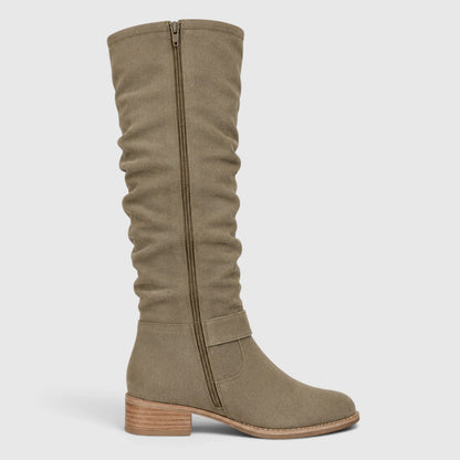 Women's Comfortable Suede Knee High Boots with Side Zipper