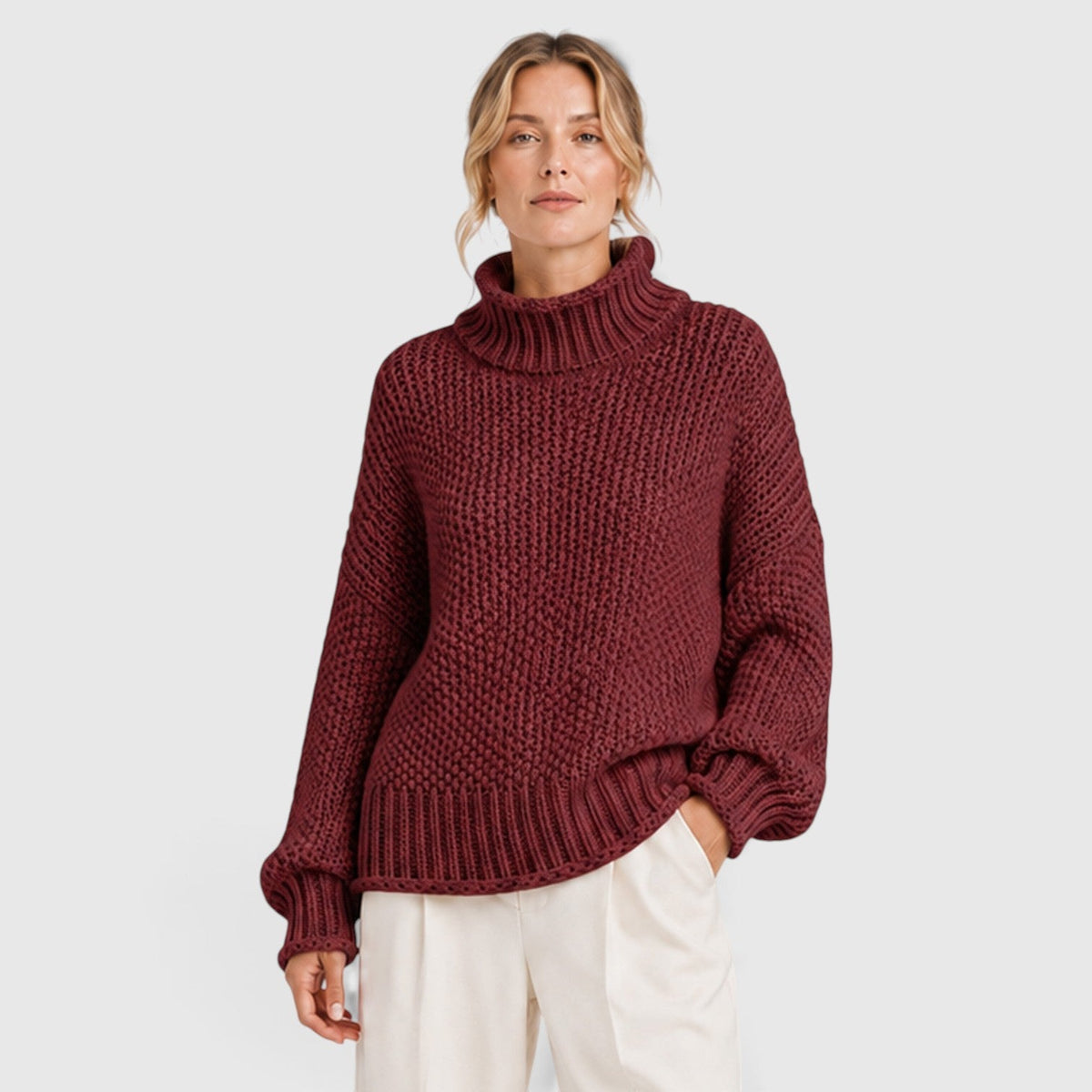 Women's Cozy Knit Roll Neck Jumper