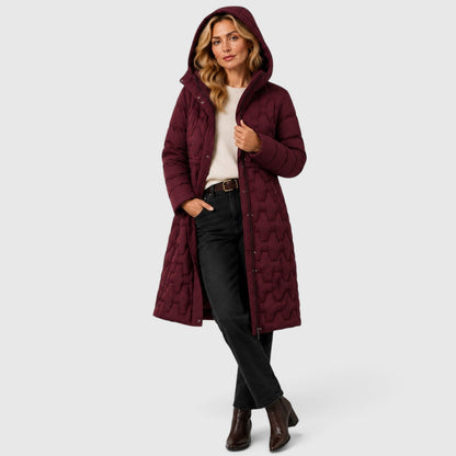 Women's Stylish Quilted Hooded Long Puffer Coat
