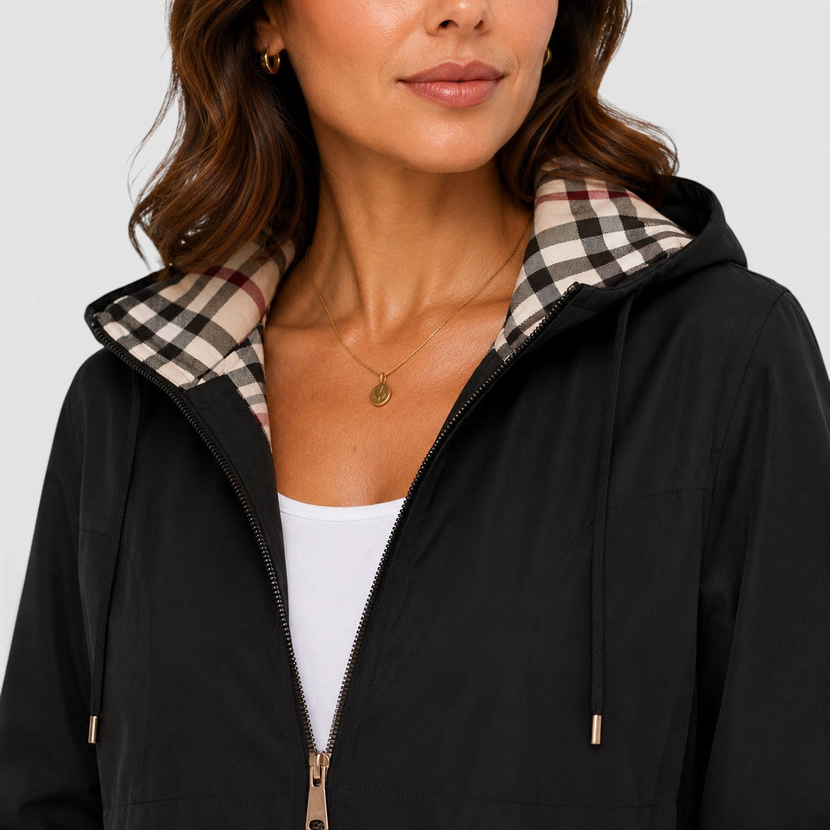 Women's Modish Hooded Longline Zip Jacket with Adjustable Drawstring