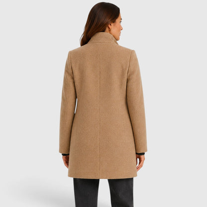 Women's Modish Wool Tailored Long Coat with Button Front