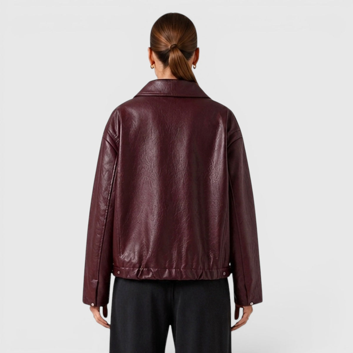 Women's Stylish Leather Zip Jacket with Pockets
