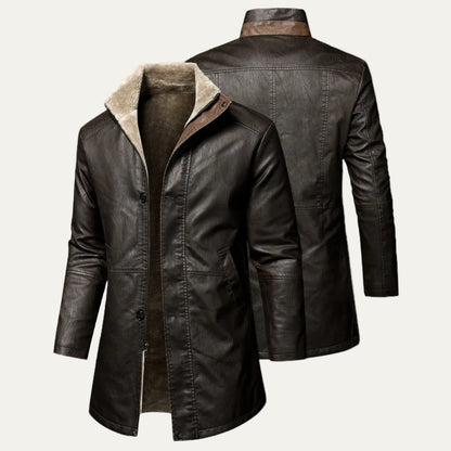Warm Fake Leather Jacket with Fuzzy Lining