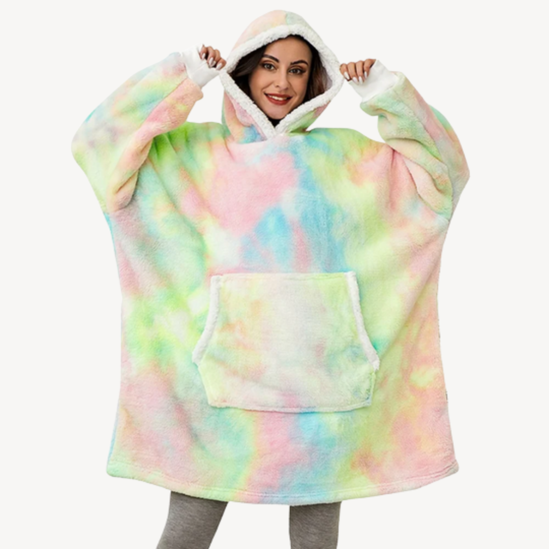 Large Colorful Hooded Throw Blanket