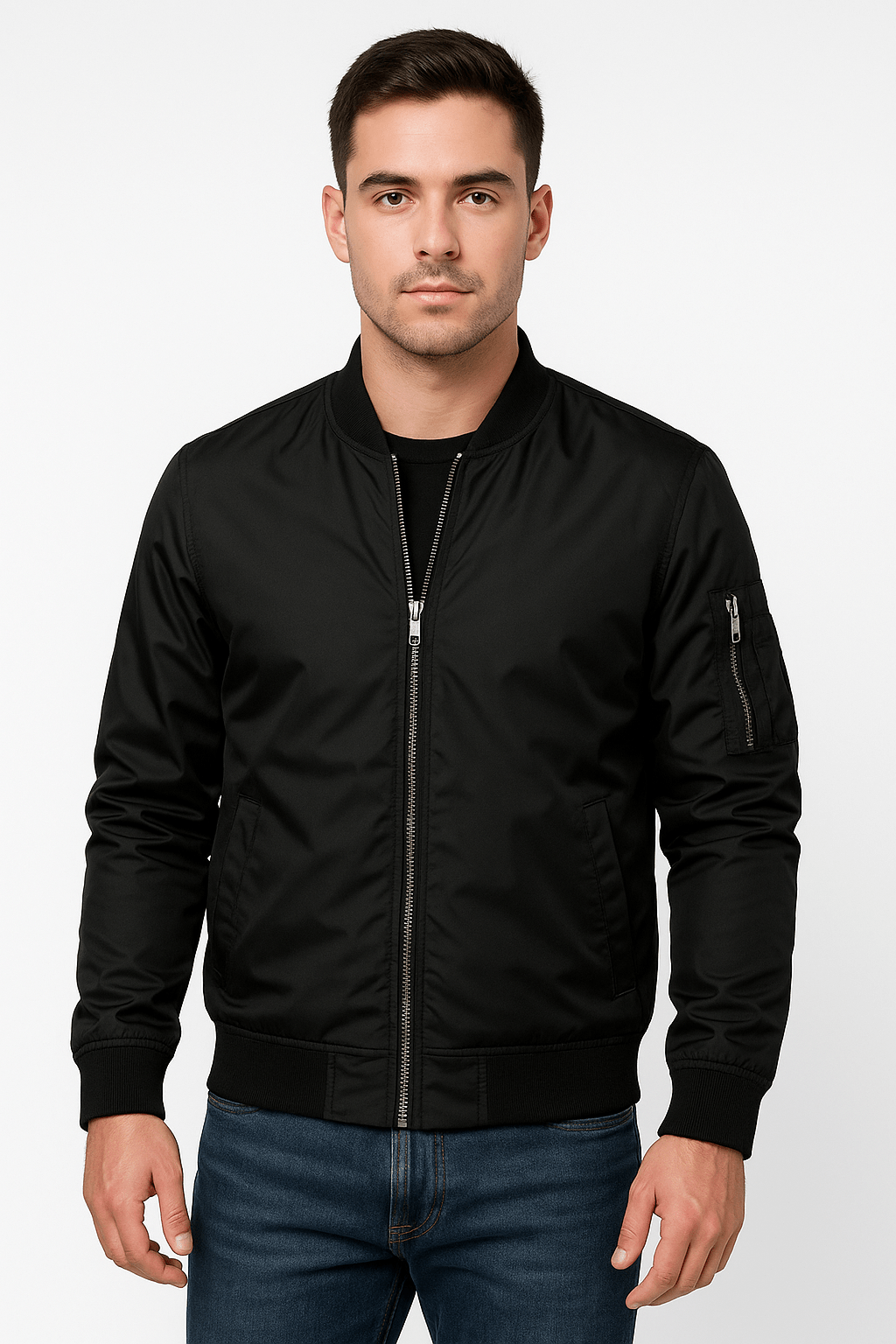Slim Fit Black Leather Jacket - OutfitLondon