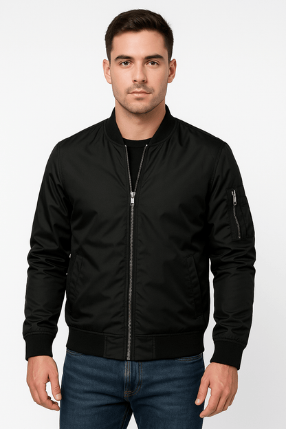 Slim Fit Black Leather Jacket - OutfitLondon