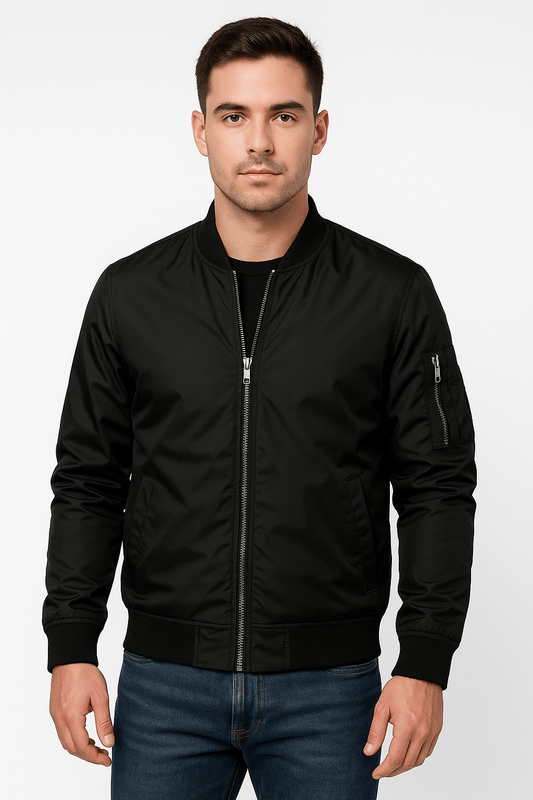 Slim Fit Black Leather Jacket - OutfitLondon