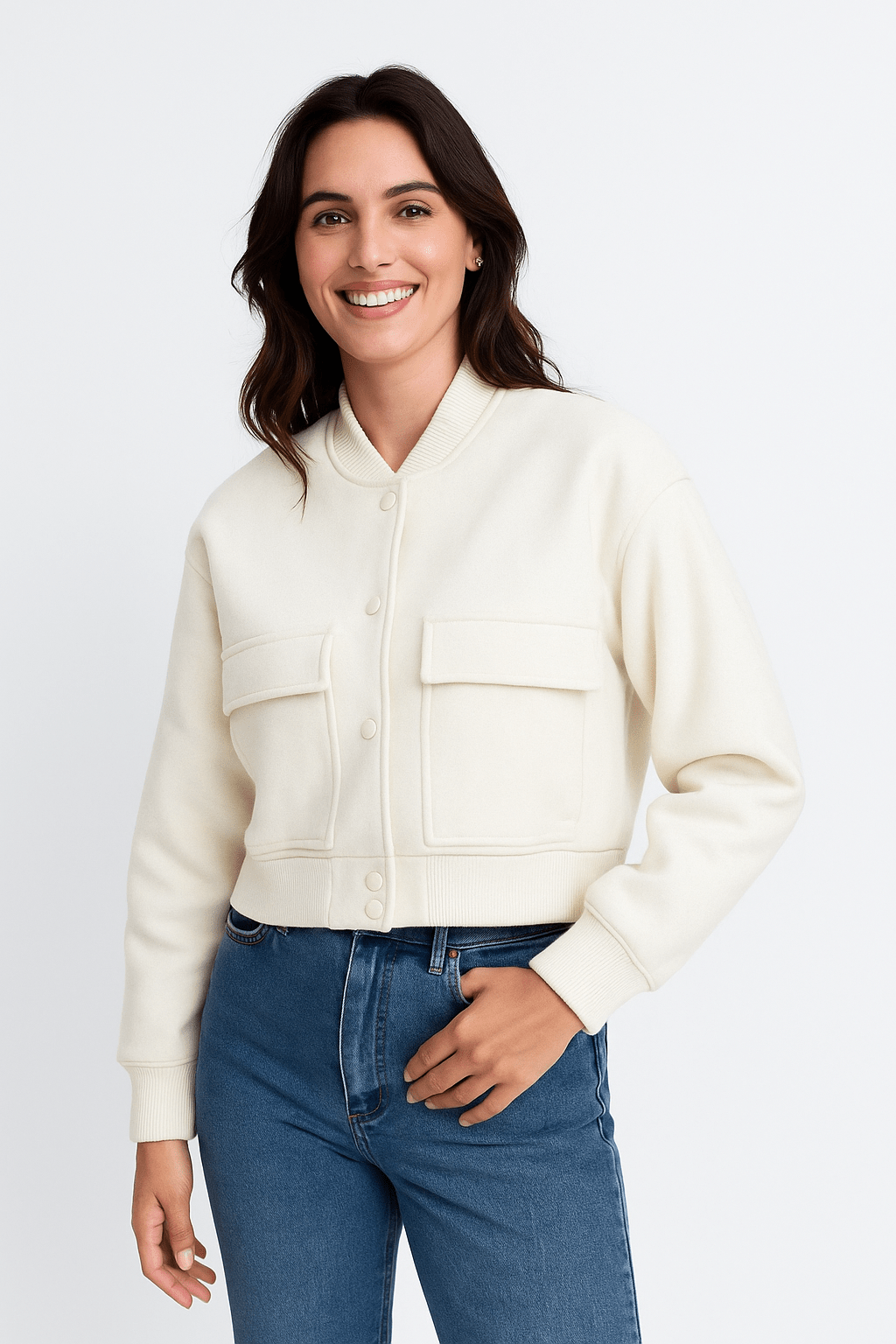 Ladies' Fitted Zip Up Bomber Coat - OutfitLondon