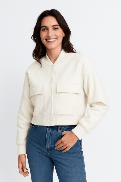 Ladies' Fitted Zip Up Bomber Coat - OutfitLondon