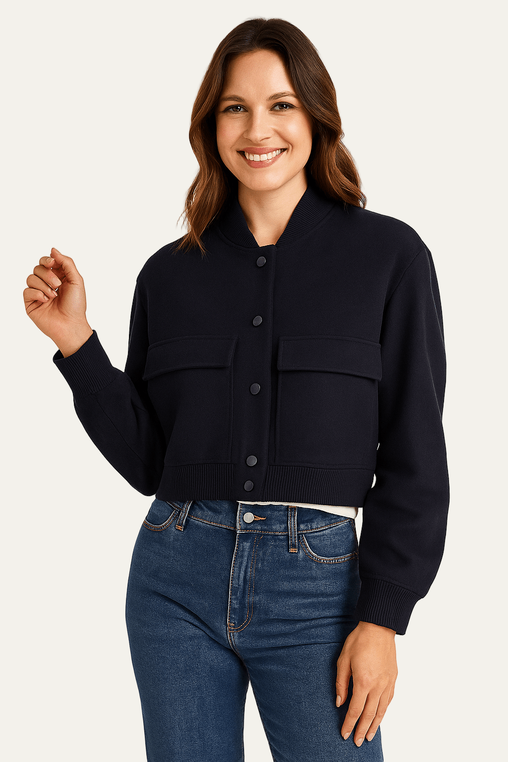 Ladies' Fitted Zip Up Bomber Coat