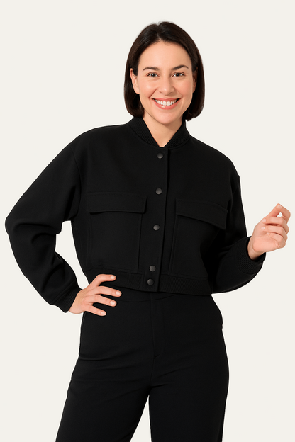 Ladies' Fitted Zip Up Bomber Coat
