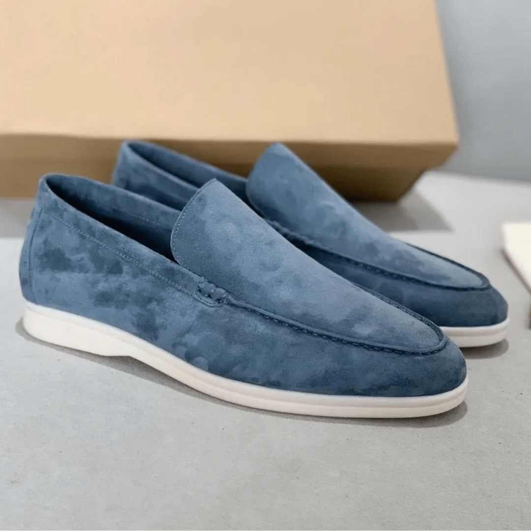 Luxury Dark Blue Suede Loafers