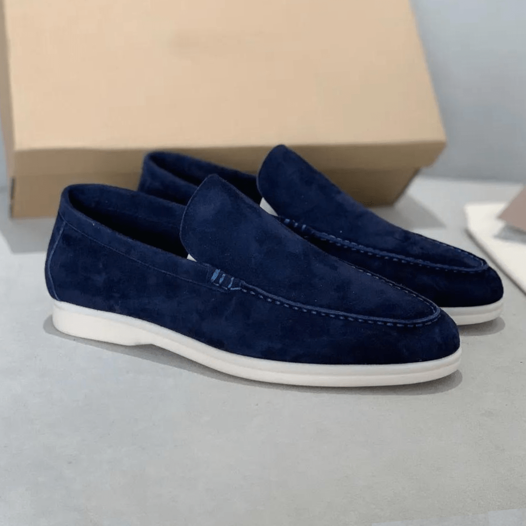 Luxury Dark Blue Suede Loafers