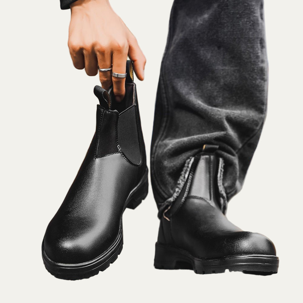 Tough Leather Ankle Chelsea Work Boots - OutfitLondon