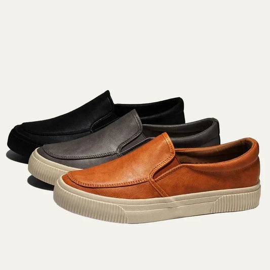 Men's Chic Leather Slip On Loafers Shoes - OutfitLondon