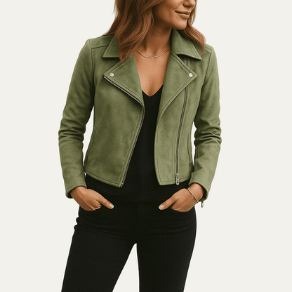 Ladies Slim Fit Biker Jacket - OutfitLondon