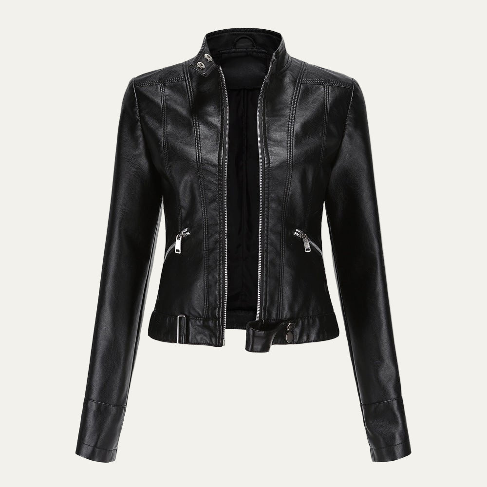 Short Faux Leather Biker Jacket for Women