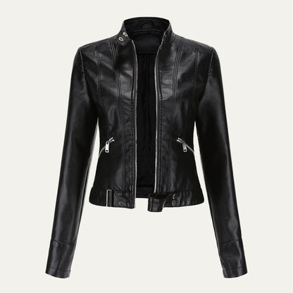 Short Faux Leather Biker Jacket for Women