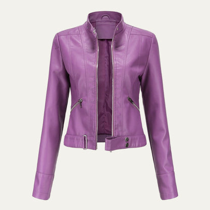 Short Faux Leather Biker Jacket for Women