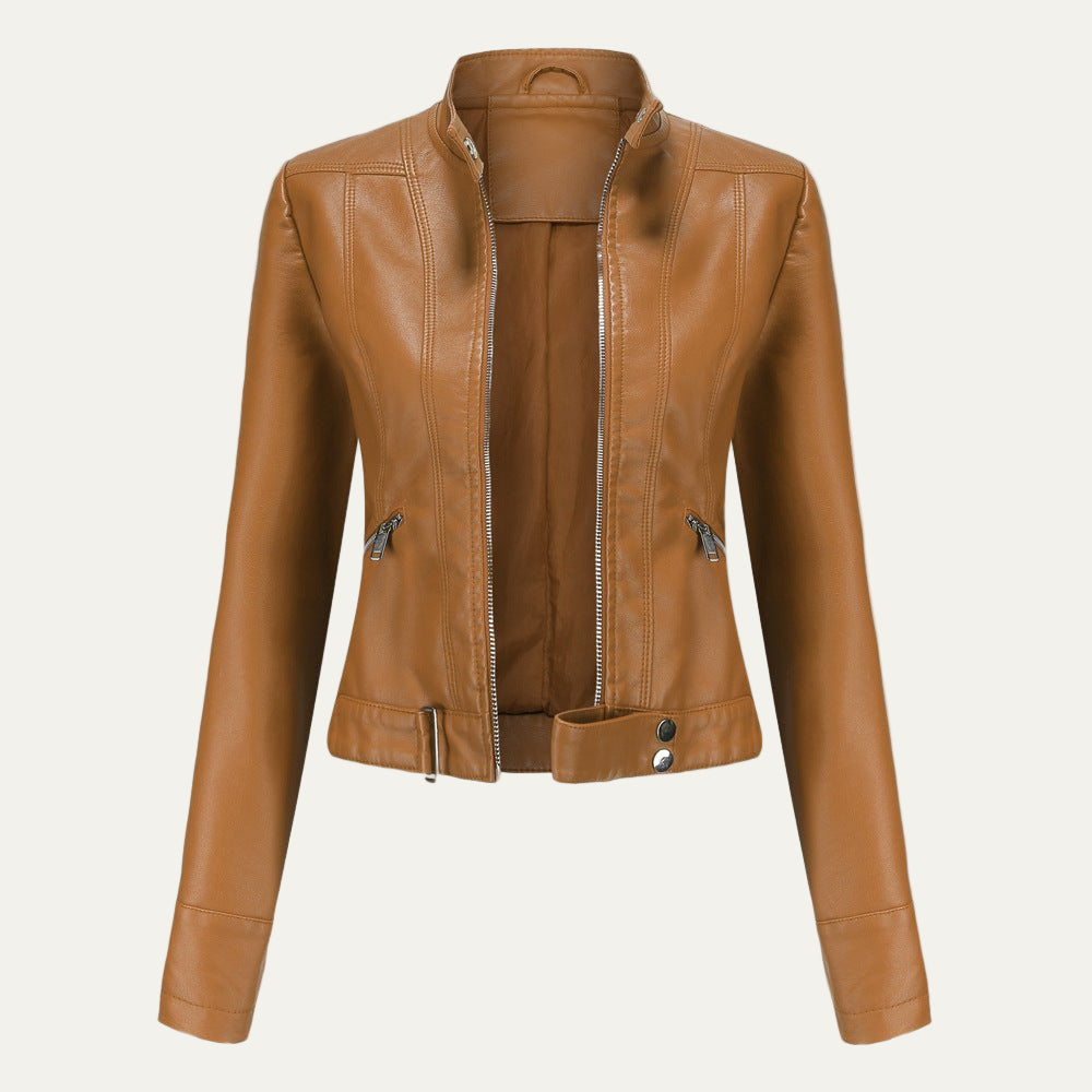 Short Faux Leather Biker Jacket for Women